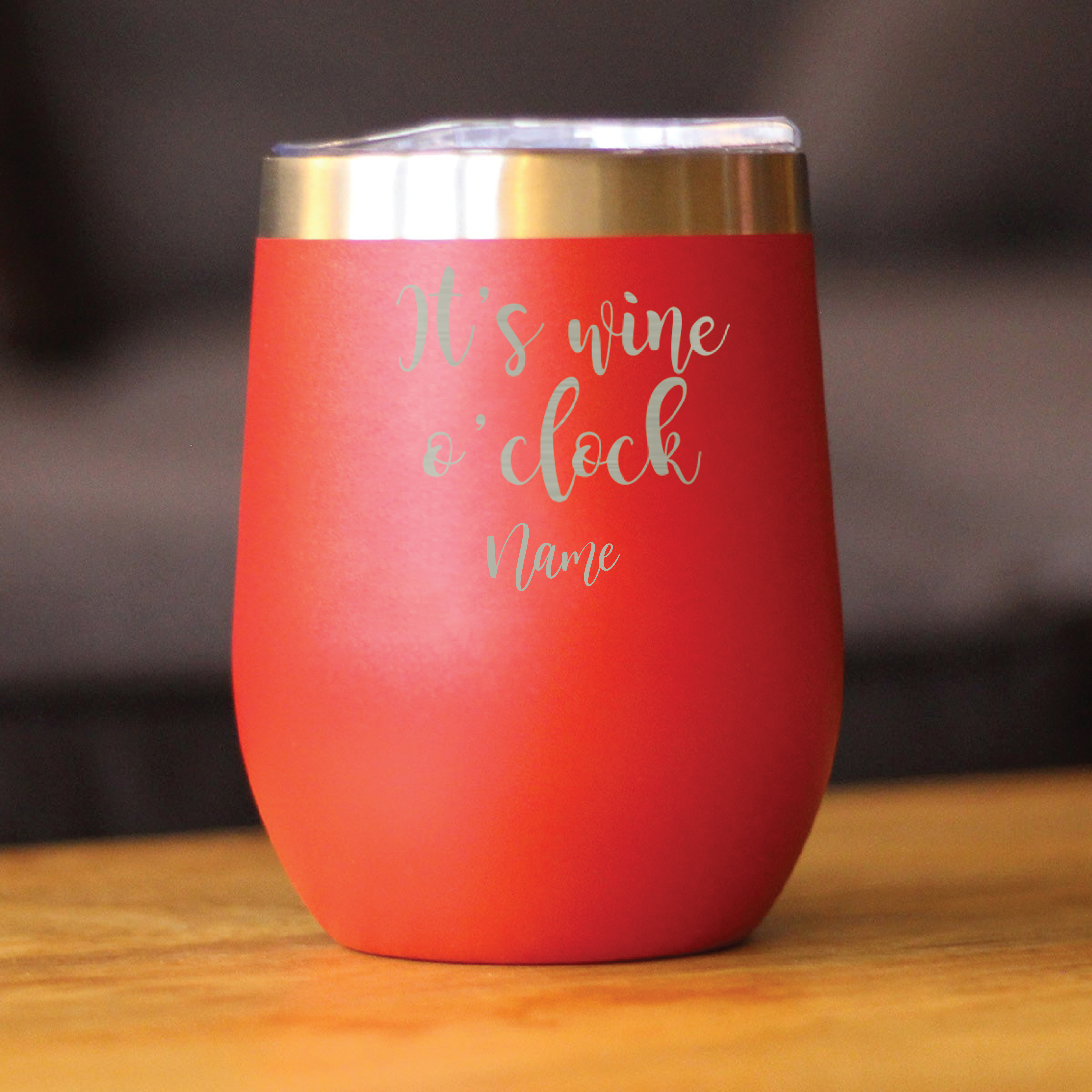 It's Wineó Clock Red, Personalised Insulated, Stainless Steel Tumbler with Lid